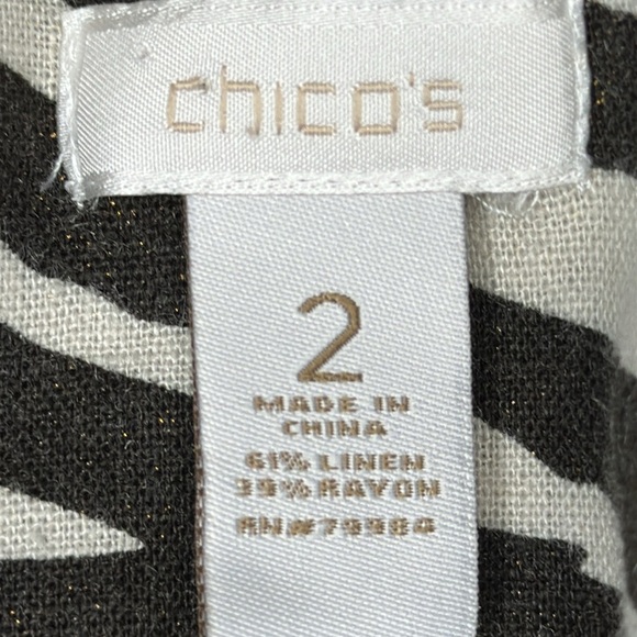 Chico’s Zebra Print Linen Blend Jacket 2 Large - Picture 9 of 11